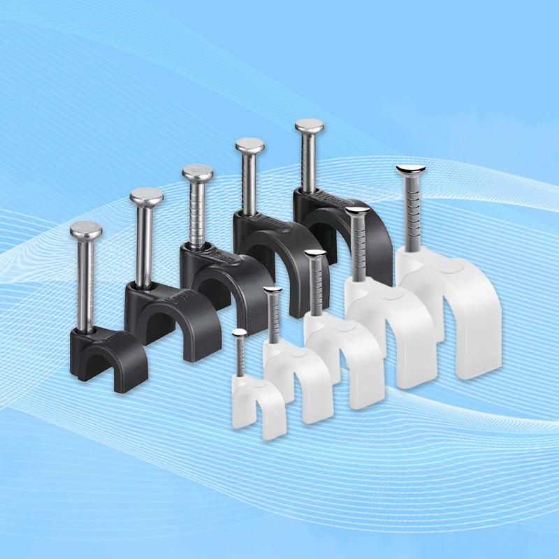 Black and white cable clip