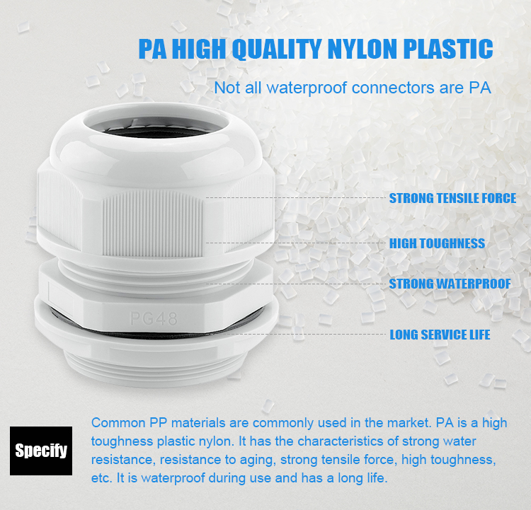 White Metric Cable Glands (M) details