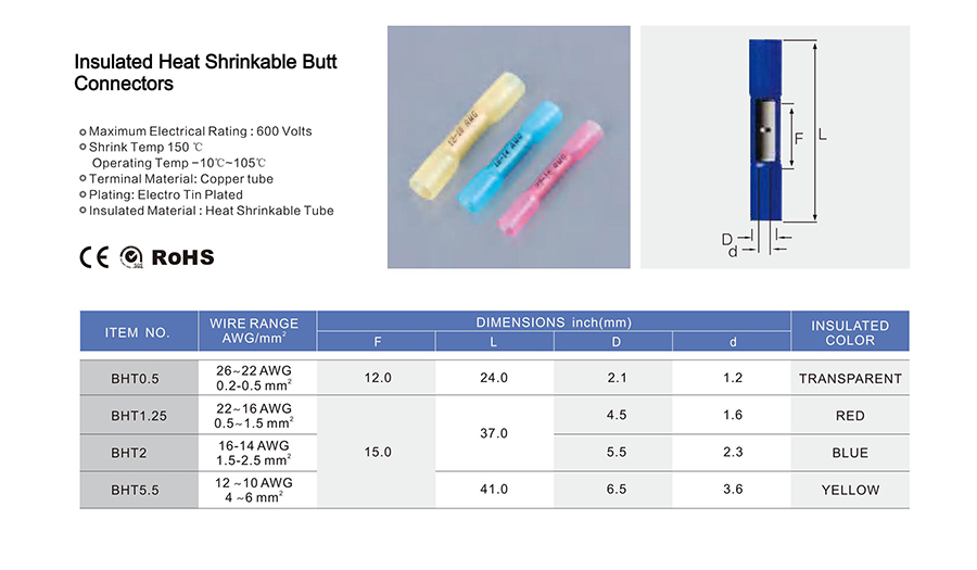 NLZD Insulated Heat Shrinkable Butt Disconnects
