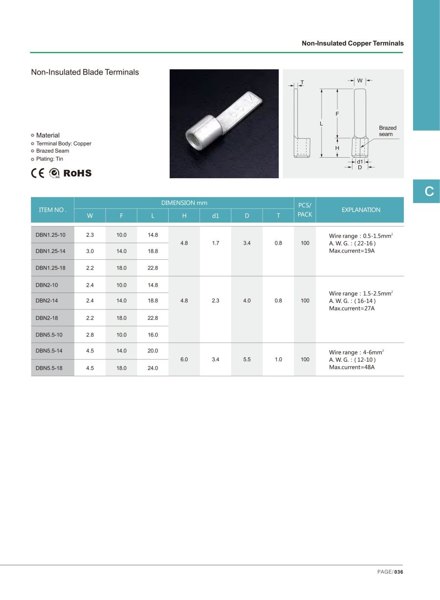 NLZD Non-insulated Blade Terminals