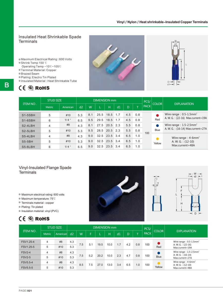 Insulated Heat Shrinkable Spade Terminals