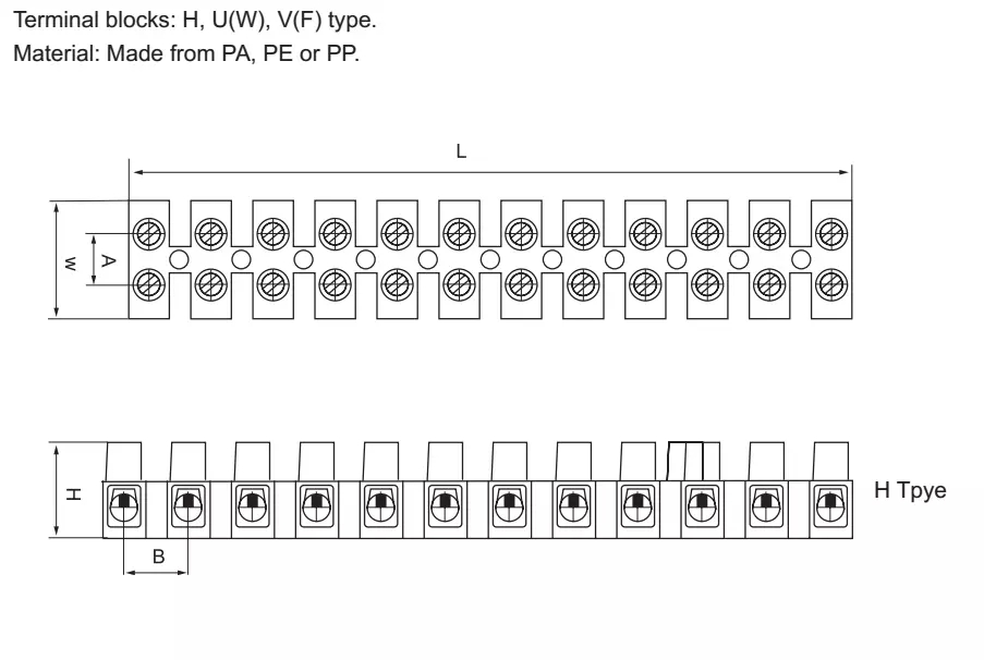 H Type Terminals Blocks size introduce