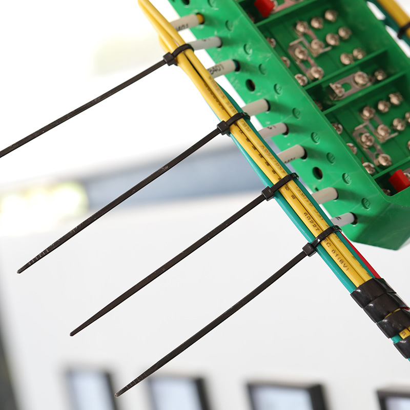 Application Of Black Nylon Cable Ties On Wires